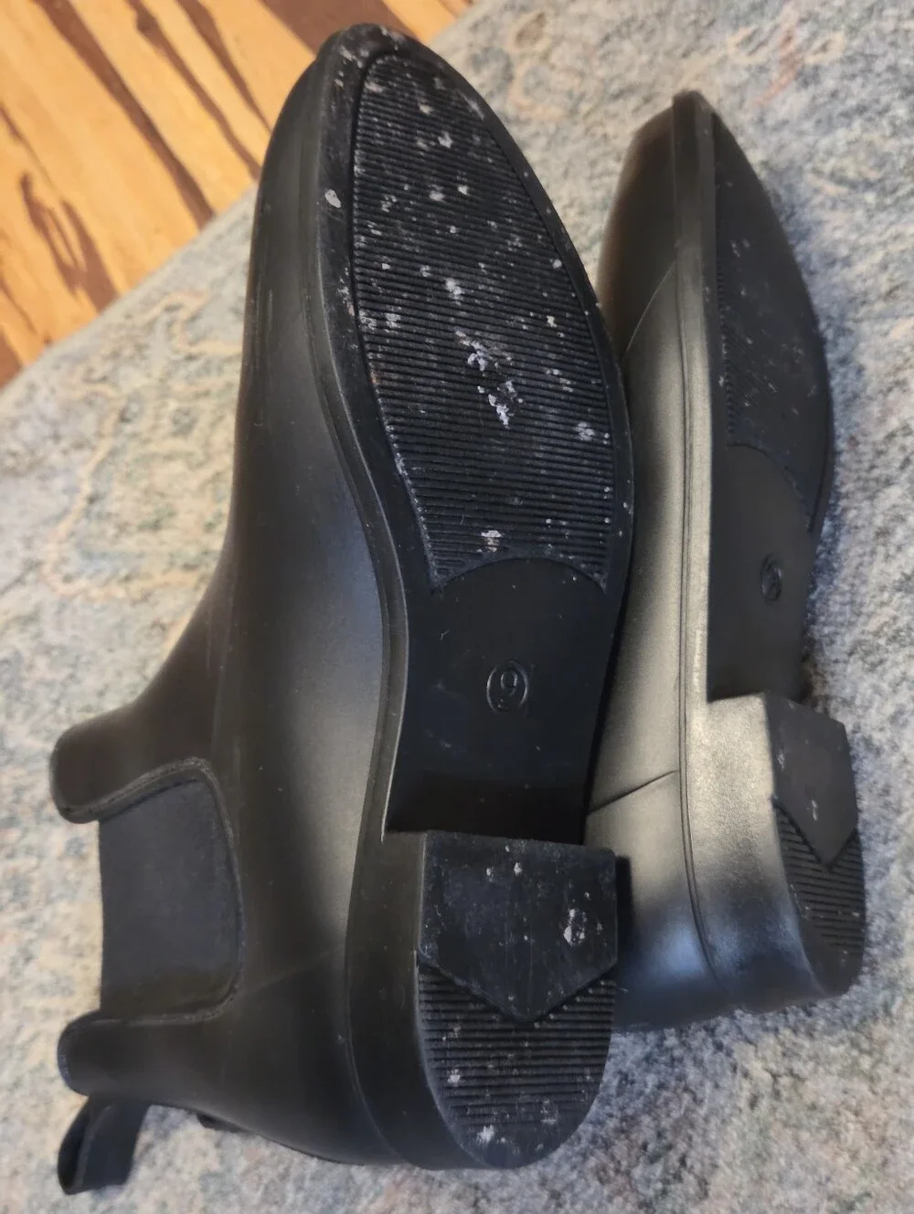 A New Day Black Matte Chelsea Ankle Rain Boots Size 9